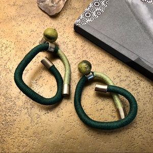 South African artisan earrings green + gold NWOT